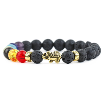 Retro Elephant Alloy Agate Beaded Bracelets