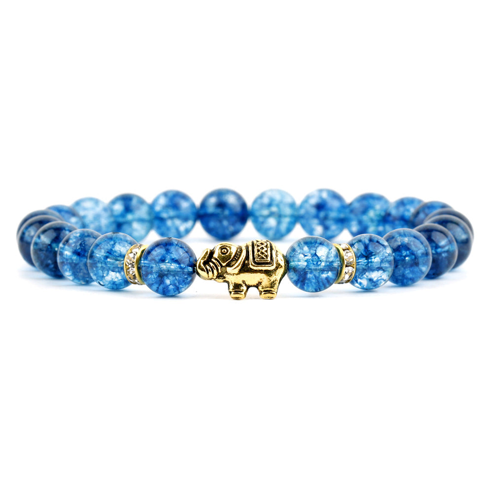 Retro Elephant Alloy Agate Beaded Bracelets