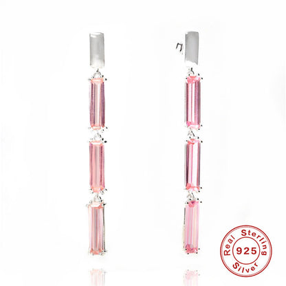 1 Pair Fashion Geometric Sterling Silver Plating Zircon Drop Earrings