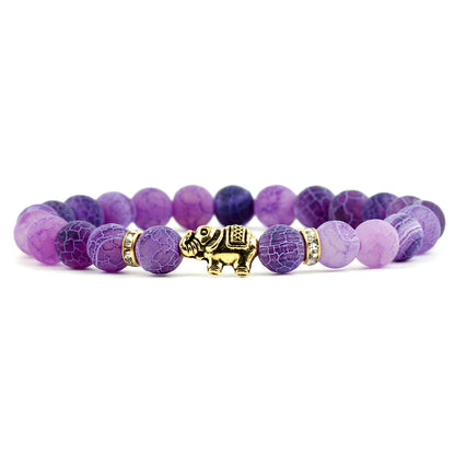 Retro Elephant Alloy Agate Beaded Bracelets