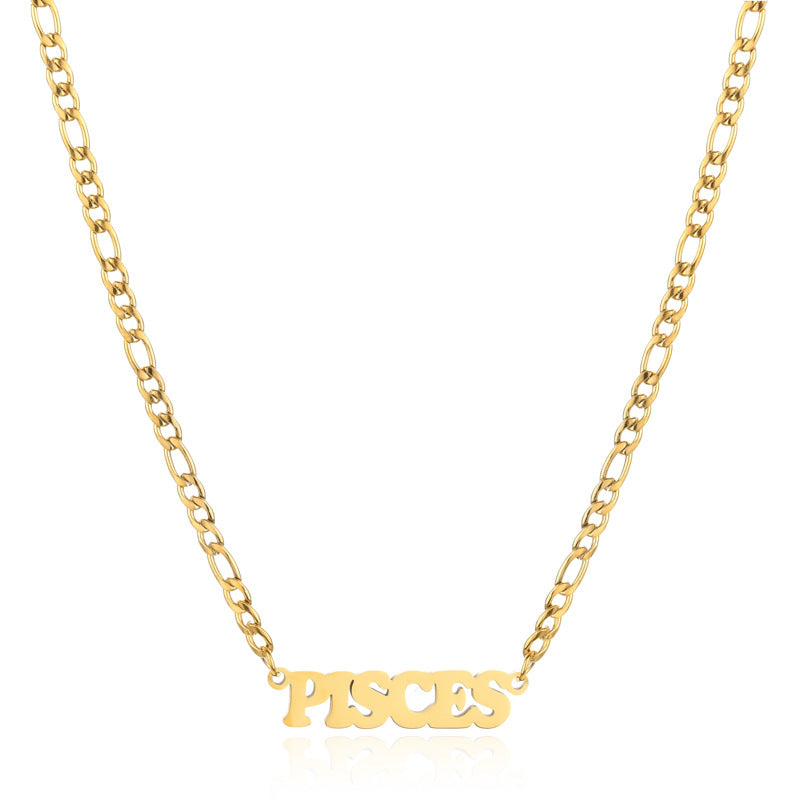 Simple Style Letter Stainless Steel Gold Plated Necklace