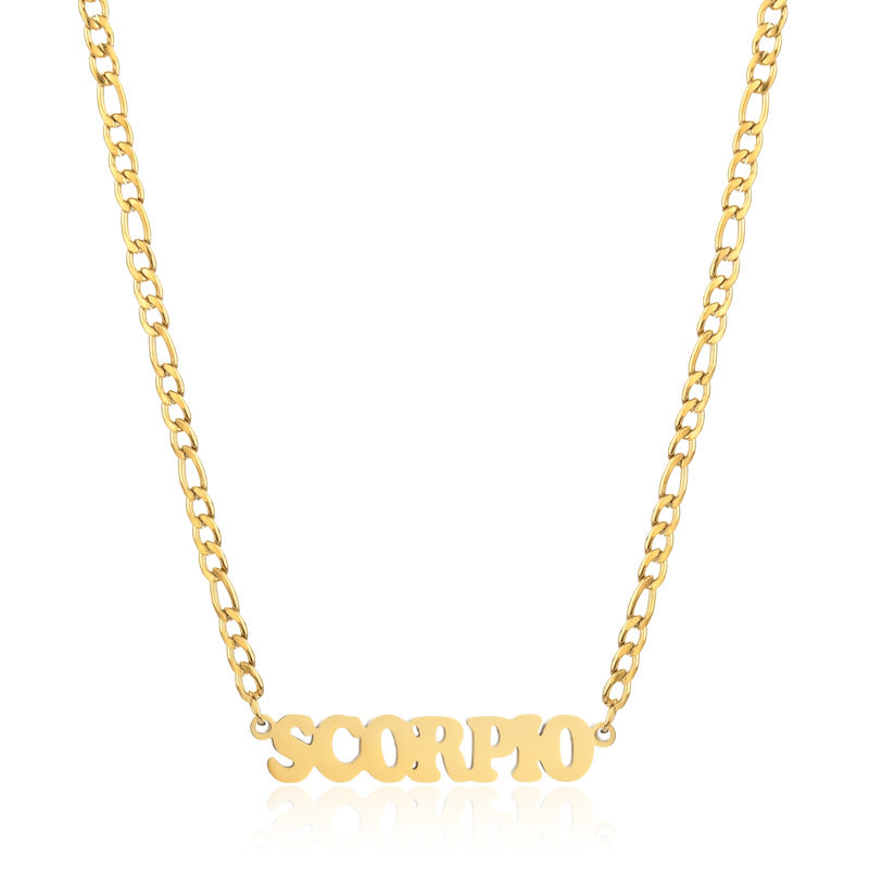 Simple Style Letter Stainless Steel Gold Plated Necklace