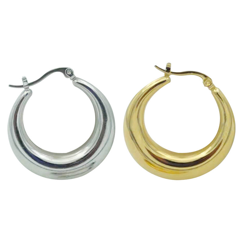 Fashion Solid Color Stainless Steel Plating Earrings 1 Pair