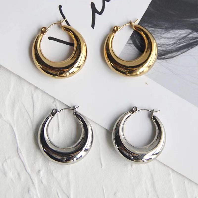 Fashion Solid Color Stainless Steel Plating Earrings 1 Pair