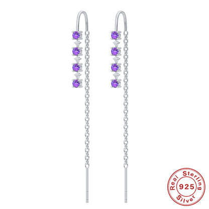 Simple Style Square Silver Plating Inlay Zircon Ear Line 1 Pair