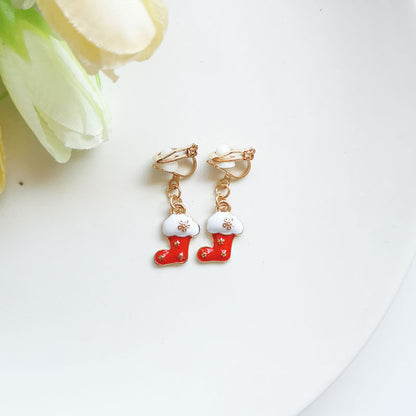 Fashion Bell Elk Alloy Christmas Girl's Ear Clips 1 Pair