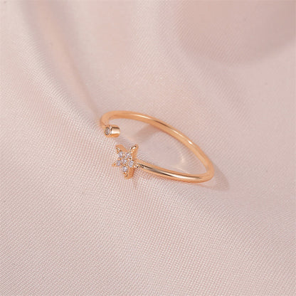 New Ring Simple Five-pointed Star Ring Personality Wild Diamond-set Star Opening Student Ring Wholesale Gooddiy