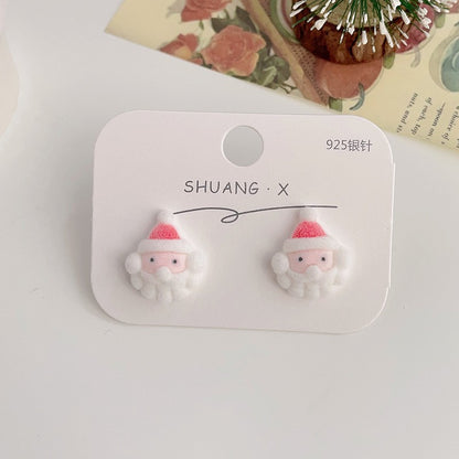 Fashion Santa Claus Elk Flocking Christmas Women's Ear Studs 1 Pair