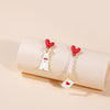 1 Pair Cartoon Style Rabbit Dinosaur Heart Shape Enamel Alloy Artificial Pearls Drop Earrings