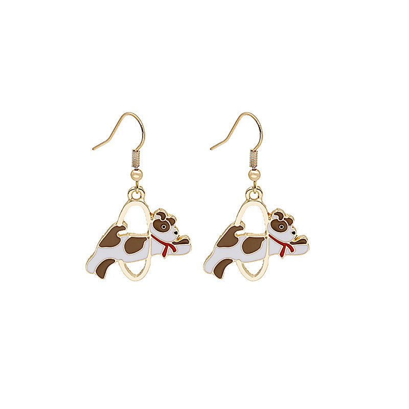 1 Pair Fashion Fruit Cat Mushroom Enamel Alloy Drop Earrings