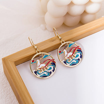 1 Pair Fashion Fruit Cat Mushroom Enamel Alloy Drop Earrings