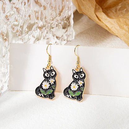 1 Pair Fashion Fruit Cat Mushroom Enamel Alloy Drop Earrings