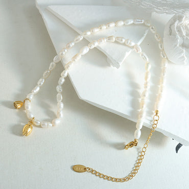 Wholesale Fashion Lotus Seedpod Freshwater Pearl Titanium Steel Necklace