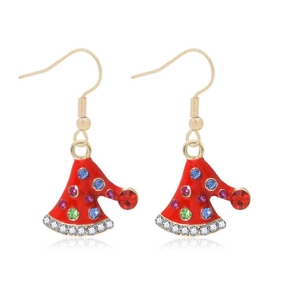 Fashion Christmas Tree Gloves Alloy Plating Inlay Artificial Gemstones Christmas Women's Drop Earrings 1 Pair