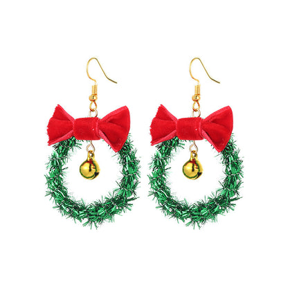 1 Pair Simple Style Christmas Tree Inlay Alloy Zircon Drop Earrings