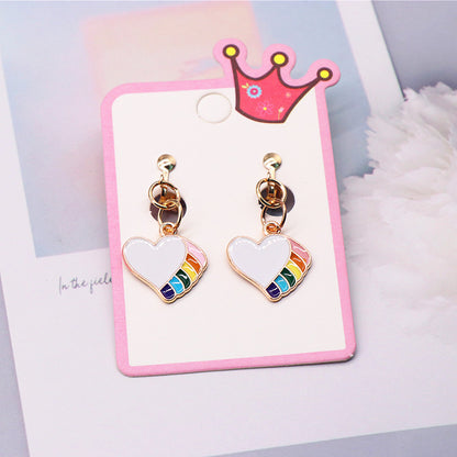 Cartoon Style Rainbow Unicorn Alloy Girl's Ear Clips 1 Pair