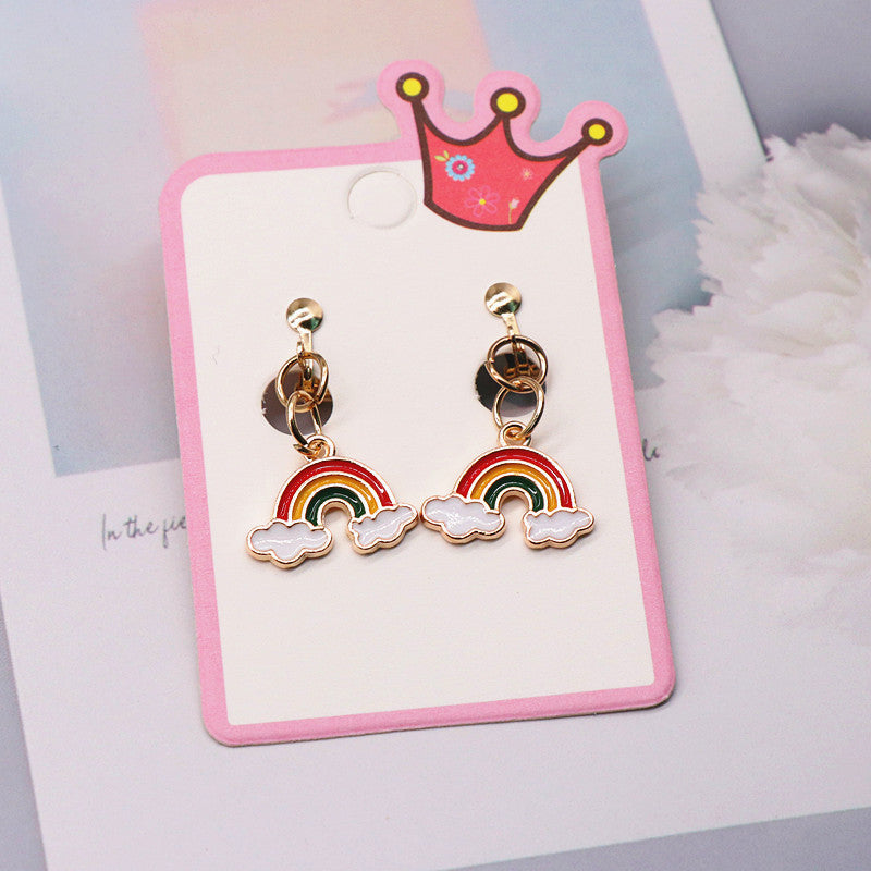 Cartoon Style Rainbow Unicorn Alloy Girl's Ear Clips 1 Pair