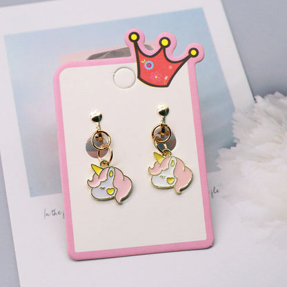 Cartoon Style Rainbow Unicorn Alloy Girl's Ear Clips 1 Pair