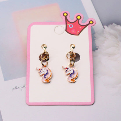 Cartoon Style Rainbow Unicorn Alloy Girl's Ear Clips 1 Pair