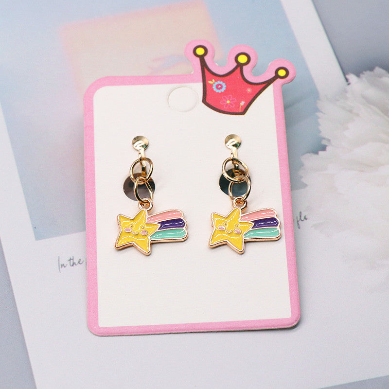 Cartoon Style Rainbow Unicorn Alloy Girl's Ear Clips 1 Pair