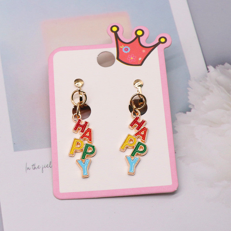 Cartoon Style Rainbow Unicorn Alloy Girl's Ear Clips 1 Pair