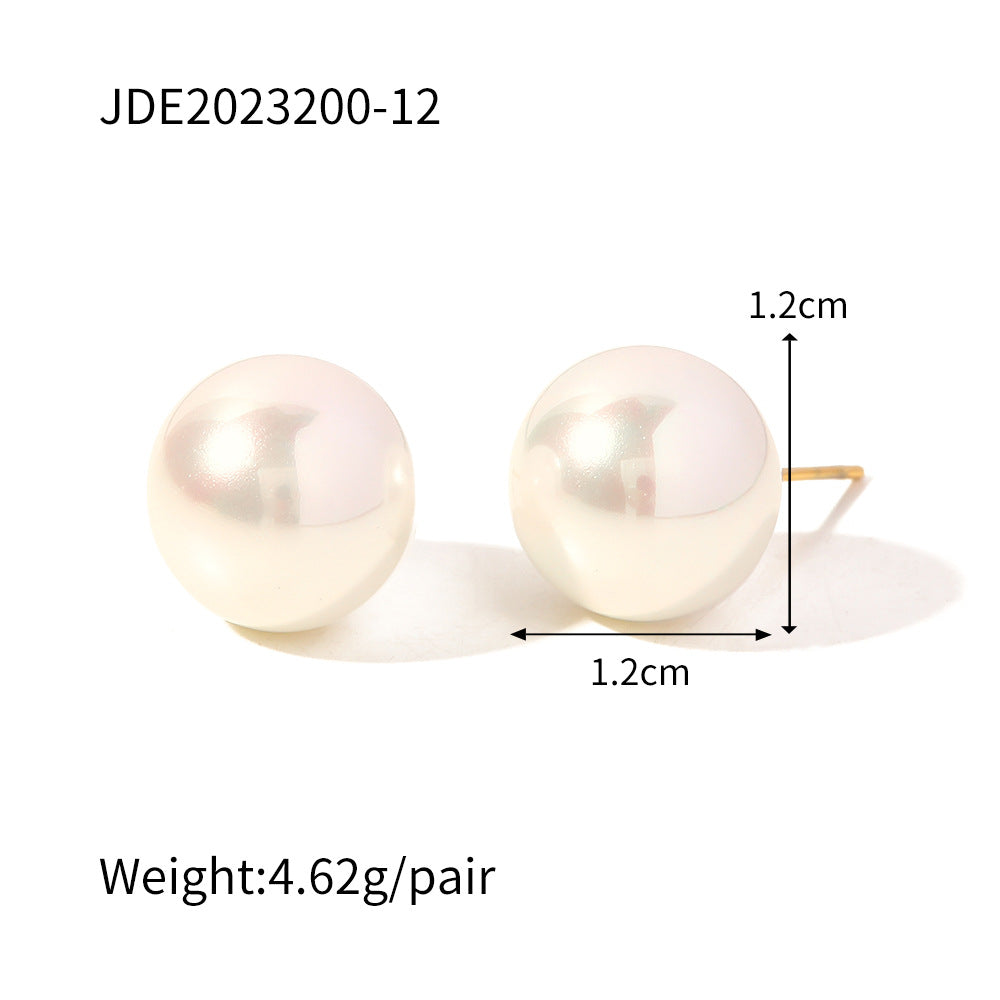 Retro Round Pearl Polishing Women's Ear Studs 1 Pair