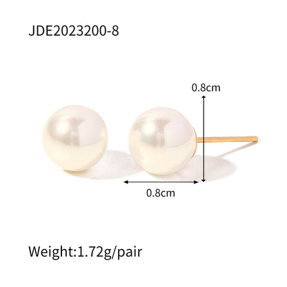 Retro Round Pearl Polishing Women's Ear Studs 1 Pair