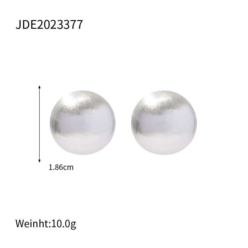 Retro Round Pearl Polishing Women's Ear Studs 1 Pair