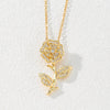 Fashion Flower Copper Gold Plated Zircon Pendant Necklace 1 Piece