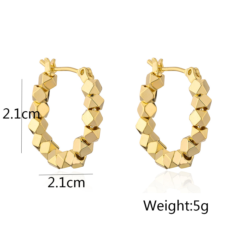 Fashion Round Copper Gold Plated Hoop Earrings 1 Pair