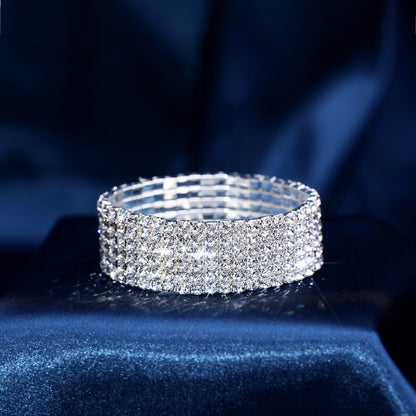 Fashion Round Alloy Rhinestone Unisex Bangle 1 Piece