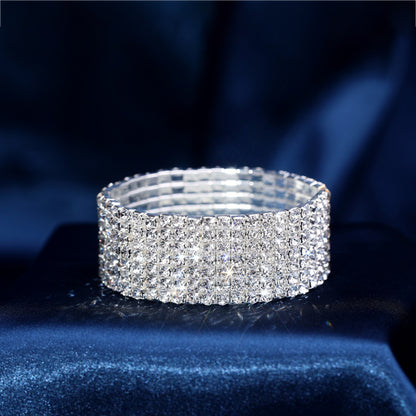 Fashion Round Alloy Rhinestone Unisex Bangle 1 Piece