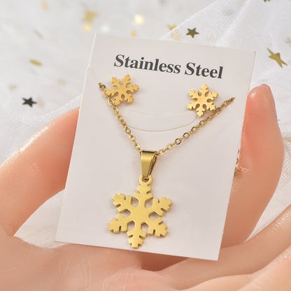 Elegant Guitar Star Snowflake Titanium Steel Plating Women's Earrings Necklace 1 Set