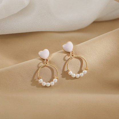 Simple Style Star Heart Shape Bow Knot Alloy Inlay Artificial Pearls Zircon Women's Earrings 1 Pair