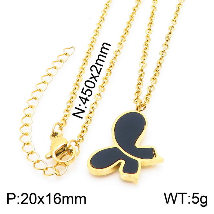 Sweet Butterfly Stainless Steel Plating Acrylic Pendant Necklace 1 Piece