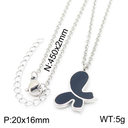 Sweet Butterfly Stainless Steel Plating Acrylic Pendant Necklace 1 Piece