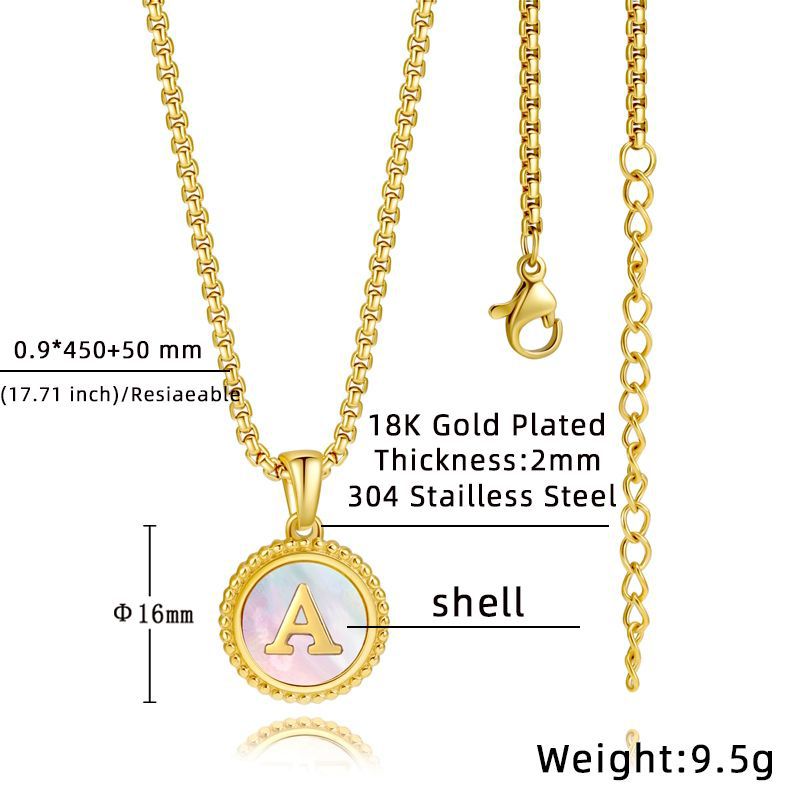 Casual Modern Style Letter Stainless Steel Plating Inlay Shell 18k Gold Plated Pendant Necklace