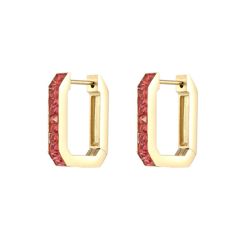 Fashion Geometric Titanium Steel Plating Zircon Earrings 1 Pair