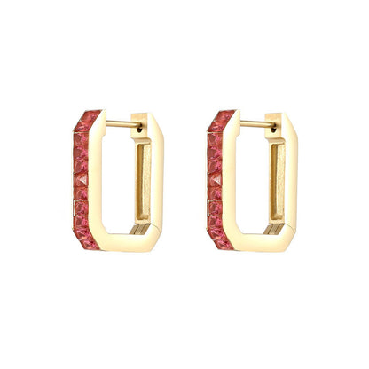 Fashion Geometric Titanium Steel Plating Zircon Earrings 1 Pair