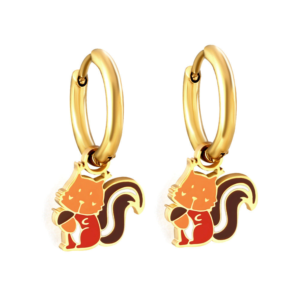 Fashion Animal Stainless Steel Plating Dangling Earrings 1 Pair