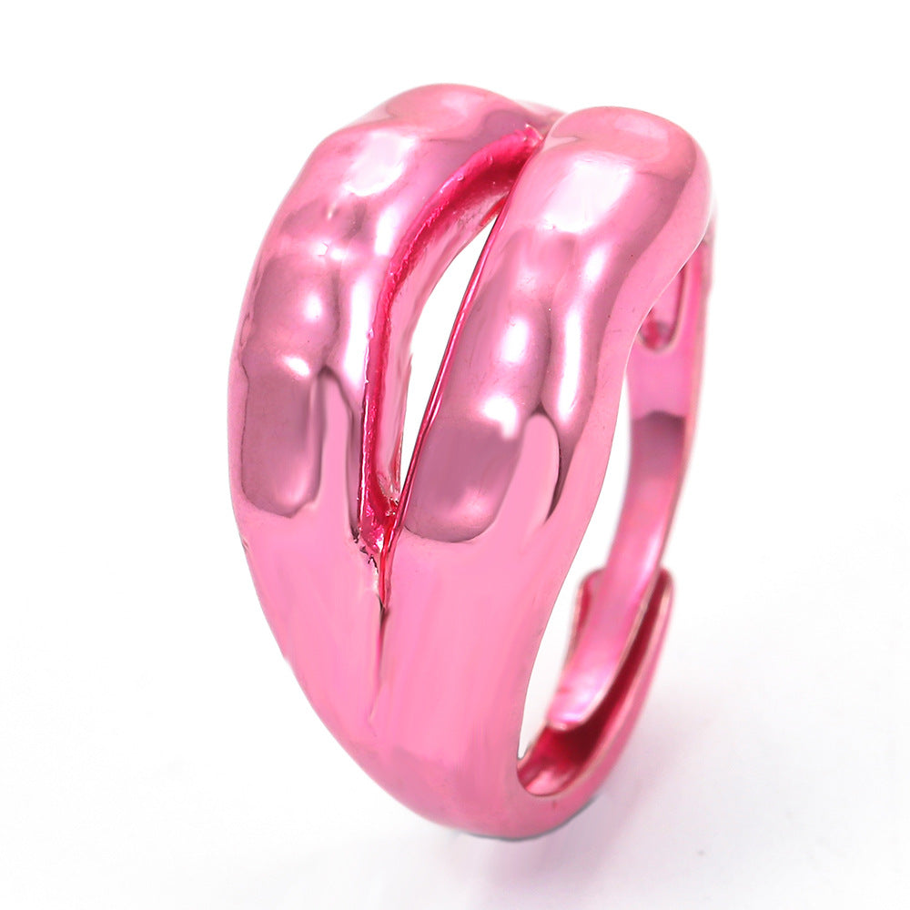 Fashion Solid Color Copper Plating Rings 1 Piece