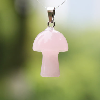 Fashion Mushroom Natural Crystal Polishing Pendant Necklace 1 Piece