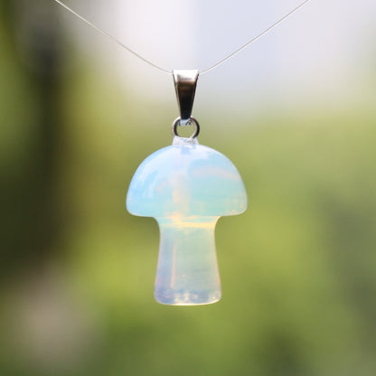 Fashion Mushroom Natural Crystal Polishing Pendant Necklace 1 Piece