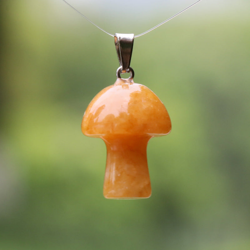 Fashion Mushroom Natural Crystal Polishing Pendant Necklace 1 Piece