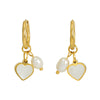 Fashion Heart Shape Titanium Steel Pearl Plating Drop Earrings 1 Pair