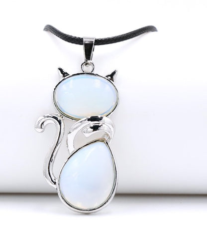 Cute Cat Crystal Polishing Pendant Necklace