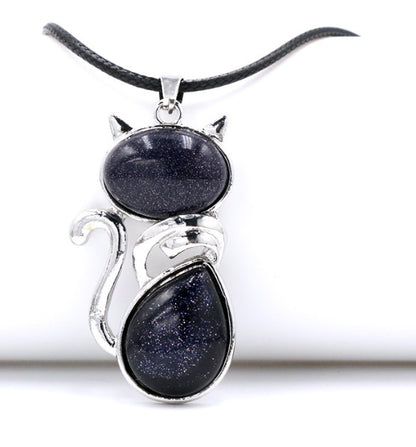 Cute Cat Crystal Polishing Pendant Necklace