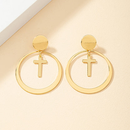 Retro Cross Circle Alloy Plating Women's Drop Earrings 1 Pair