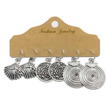 1 Set Retro Round Metal Plating Women's Drop Earrings