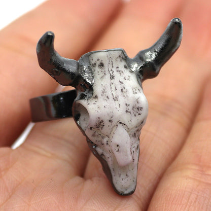 Retro Cattle Resin Unisex Open Ring 1 Piece